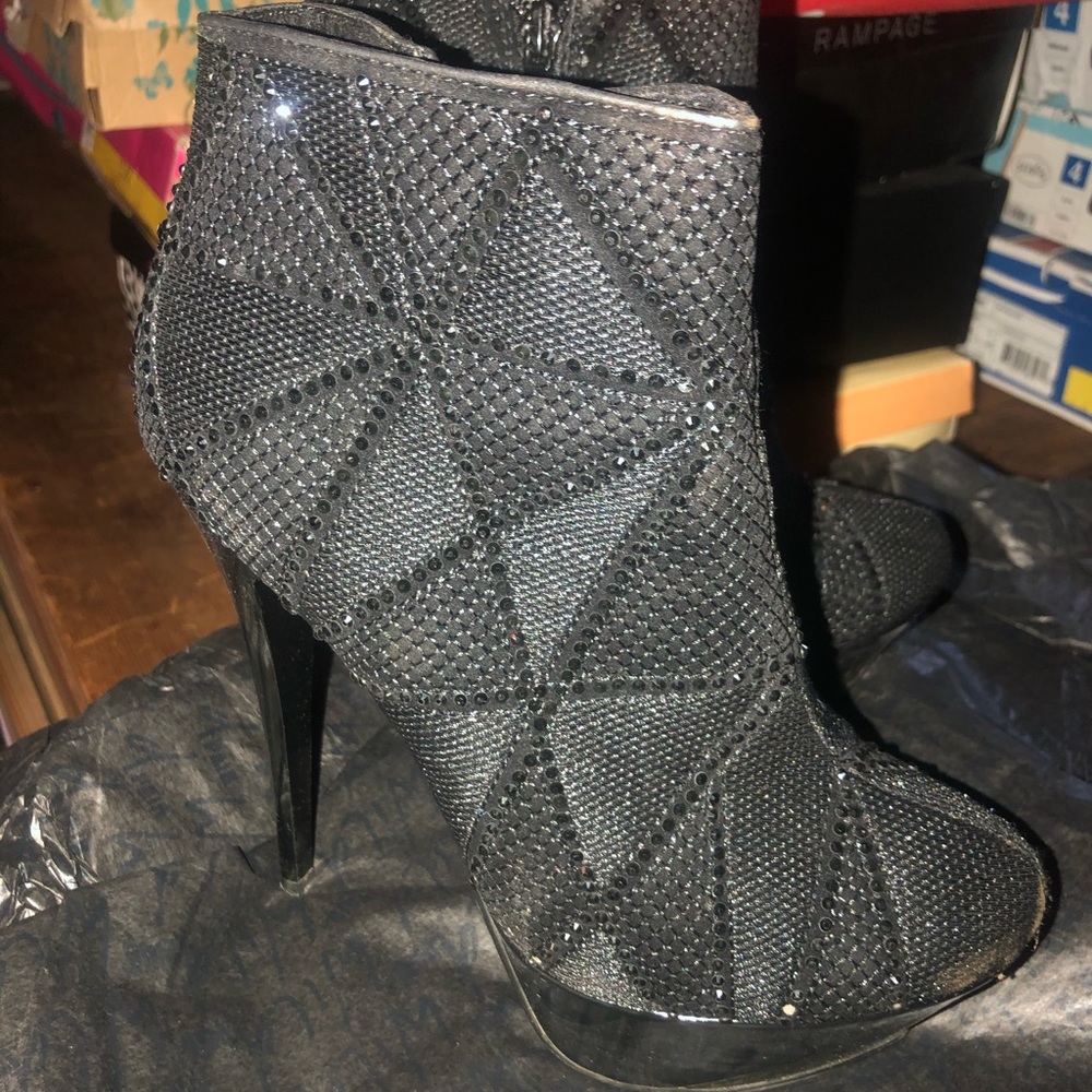 Black Sequin Ankle Booties